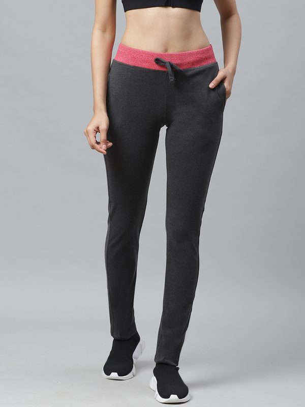 Cayman Women Charcoal Grey Solid Track Pants