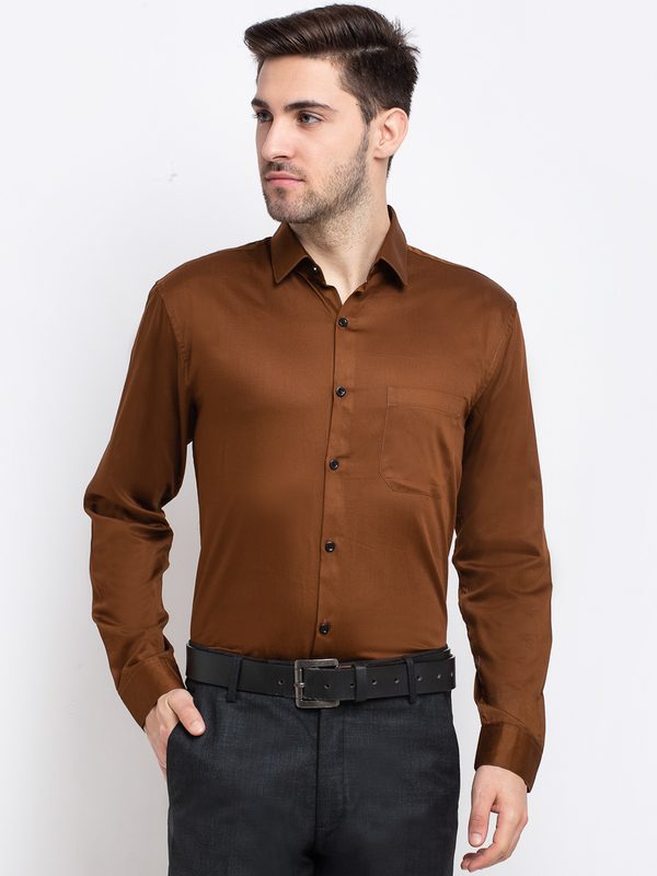 JAINISH Men Brown Smart Opaque Formal Shirt