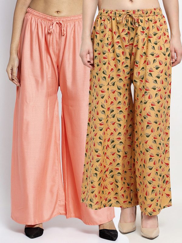 GRACIT Women Pack of 2 Printed Knitted Ethnic Palazzos