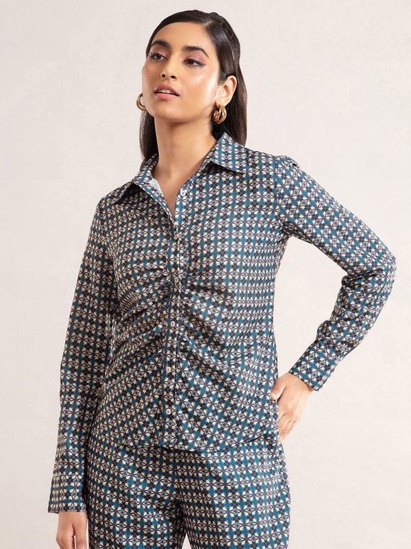 20Dresses Women Blue Printed Casual Shirt