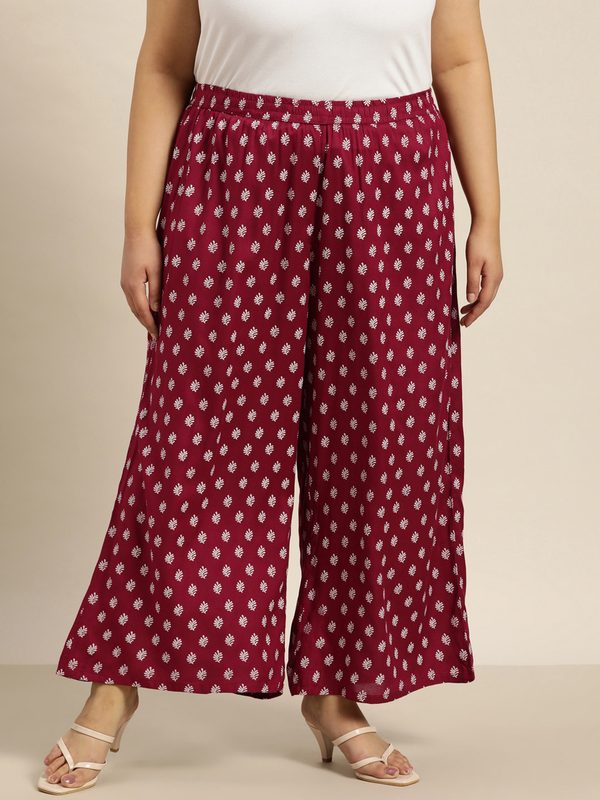 Sztori Women Plus Size Printed Ethnic Palazzos