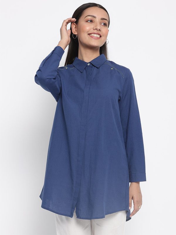 Fabindia Women Blue Casual Shirt