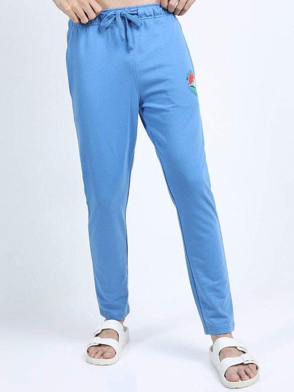 HIGHLANDER Men Blue Solid Slim-Fit Track Pants