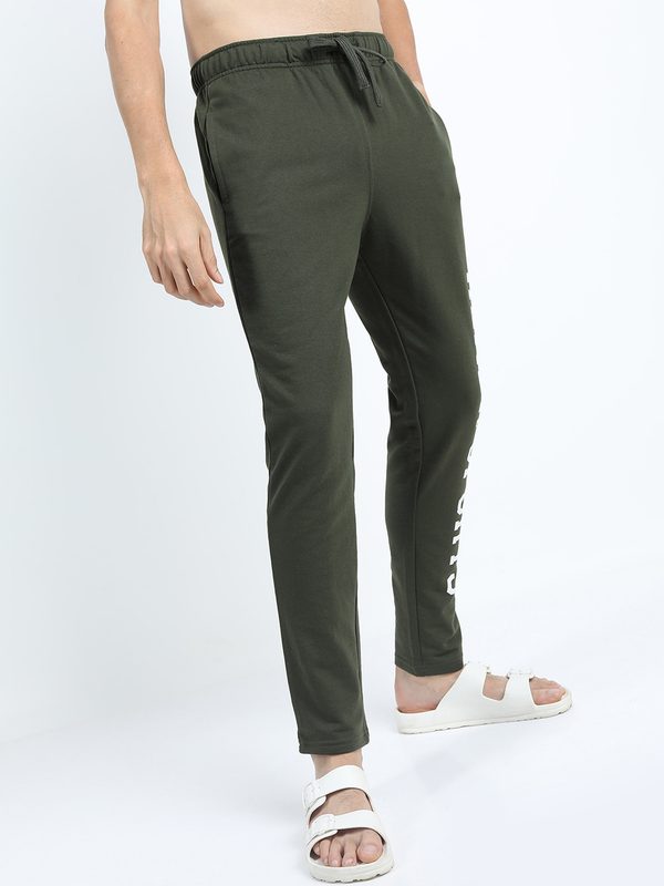HIGHLANDER Men Olive Green Solid Slim Fit Track Pants