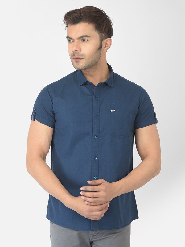 Canary London Men Blue Smart Slim Fit Casual Shirt