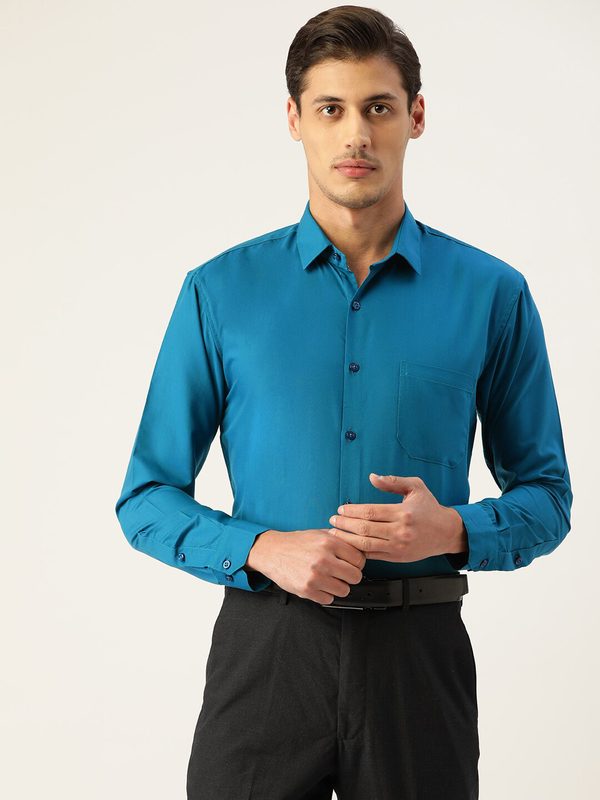 JAINISH Men Blue Standard Cotton Formal Shirt