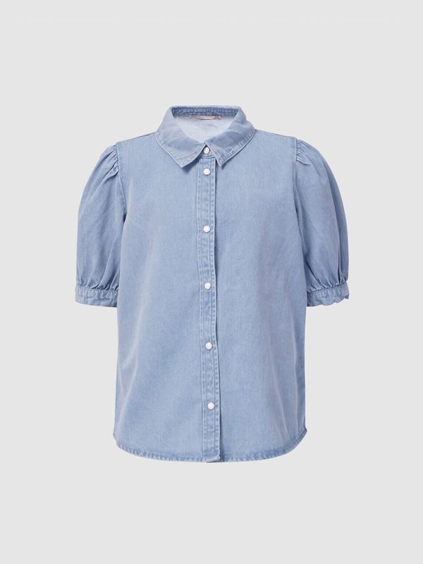 KIDS ONLY Girls Blue Faded Cotton Denim Casual Shirt
