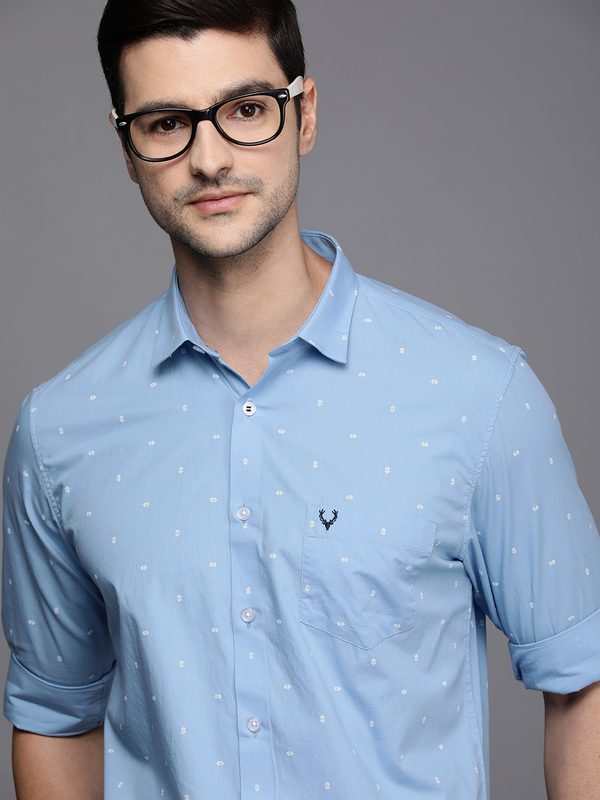 Allen Solly Men Blue & White Sport Fit Printed Casual Shirt
