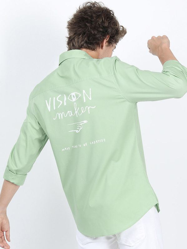 LOCOMOTIVE Men Green Slim Fit Printed Casual Shirt