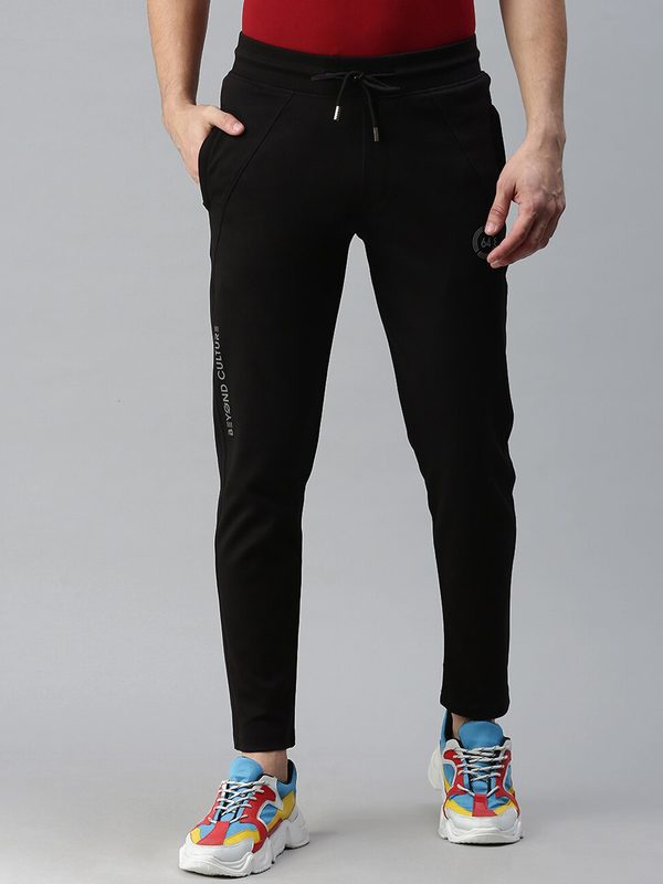 SHOWOFF Men Black Solid Slim-Fit Track Pants