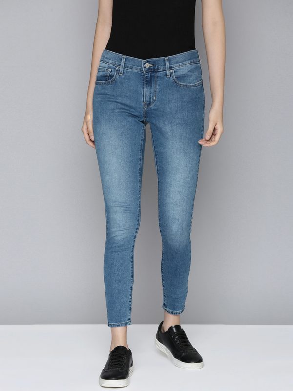 Levis Women Blue 710 Super Skinny Fit Light Fade Mid- Rise Stretchable Jeans