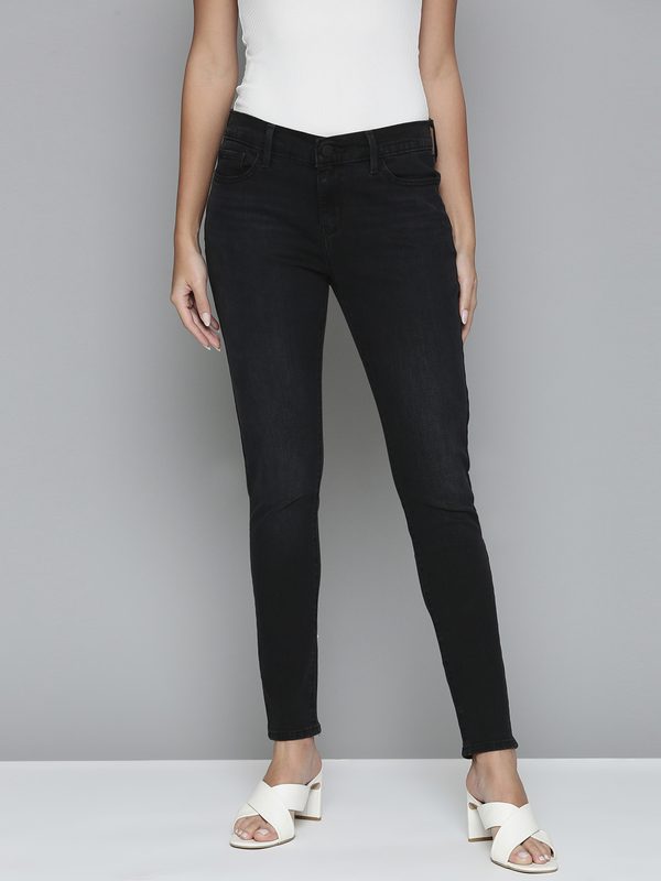 Levis Women Black 710 Super Skinny Fit High-Rise Light Fade Stretchable Jeans