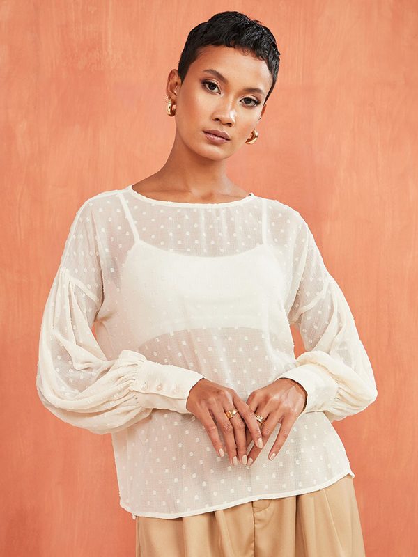 Styli Off White Print Top
