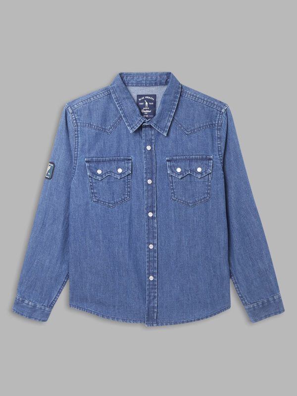 Blue Giraffe Boys Solid Pure Cotton Casual Shirt