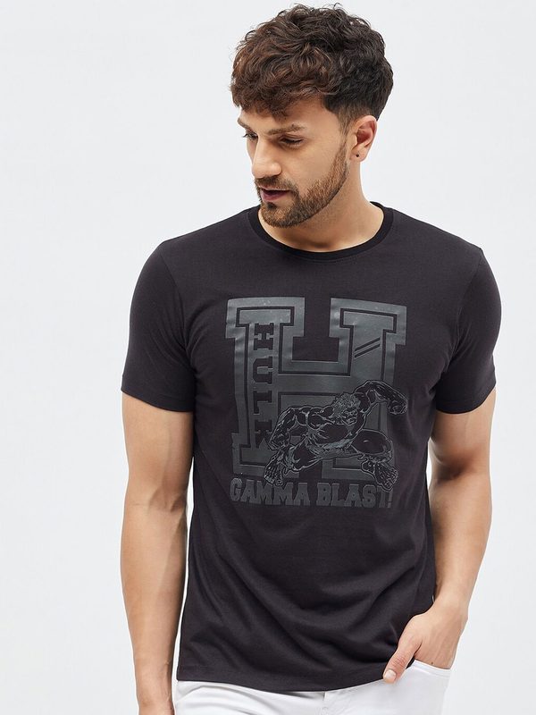 Kook N Keech Marvel Men Black Typography Printed T-shirt