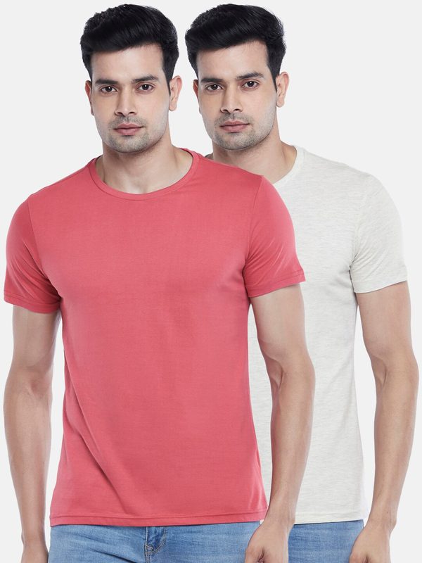 BYFORD by Pantaloons Men Pack of 2 Solid Cotton T-shirt
