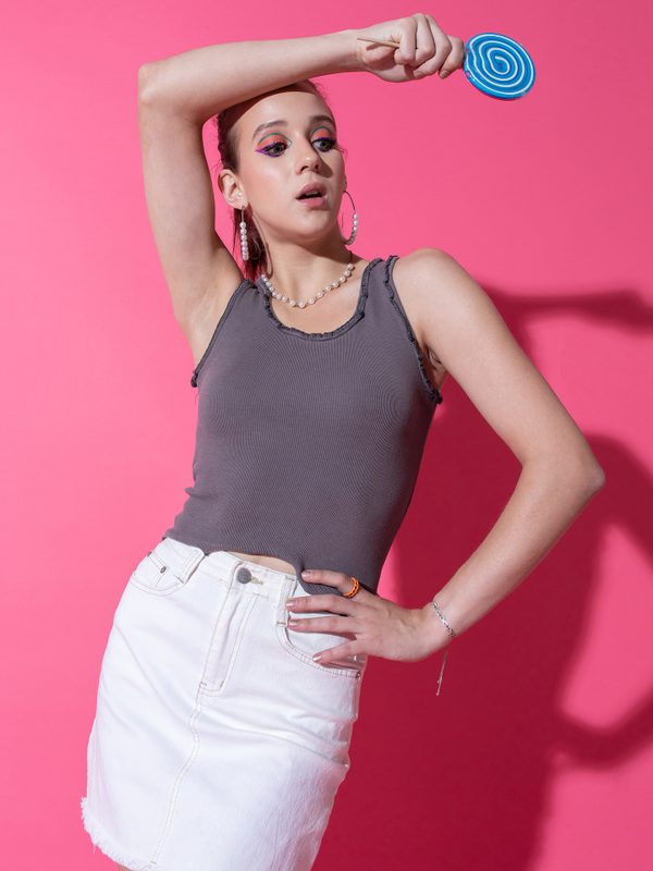 Stylecast X Hersheinbox Self Design Ribbed Tank Top