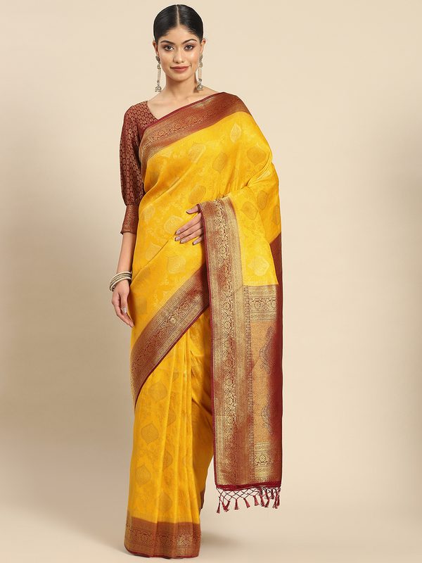 Vardha Ethnic Motifs Zari Silk Blend Kanjeevaram Saree