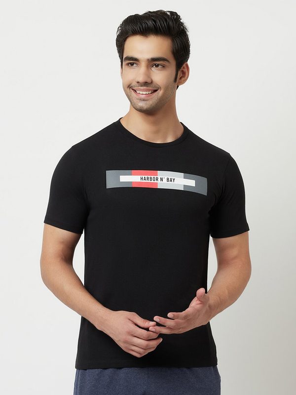 HARBOR N BAY Men Cotton Typography Printed T-shirt