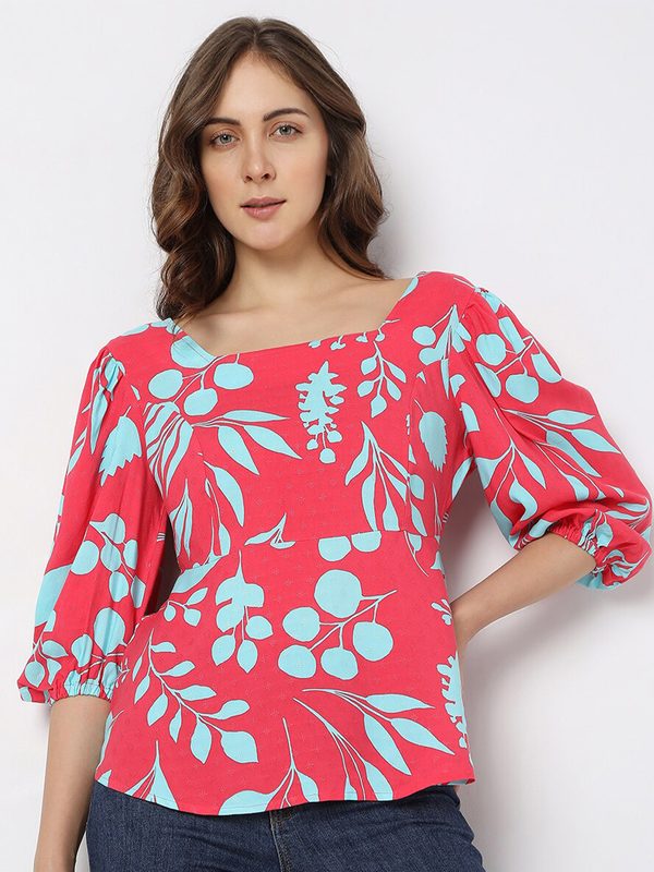 Vero Moda Floral Printed Square Neck Top