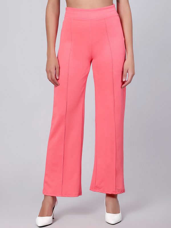 Kotty Women Relaxed Straight Fit High-Rise Easy Wash Trousers