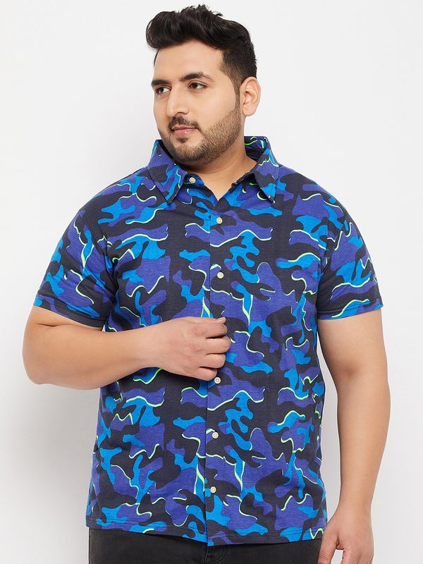 bigbanana Men Plus Size Printed Casual Cotton Shirt