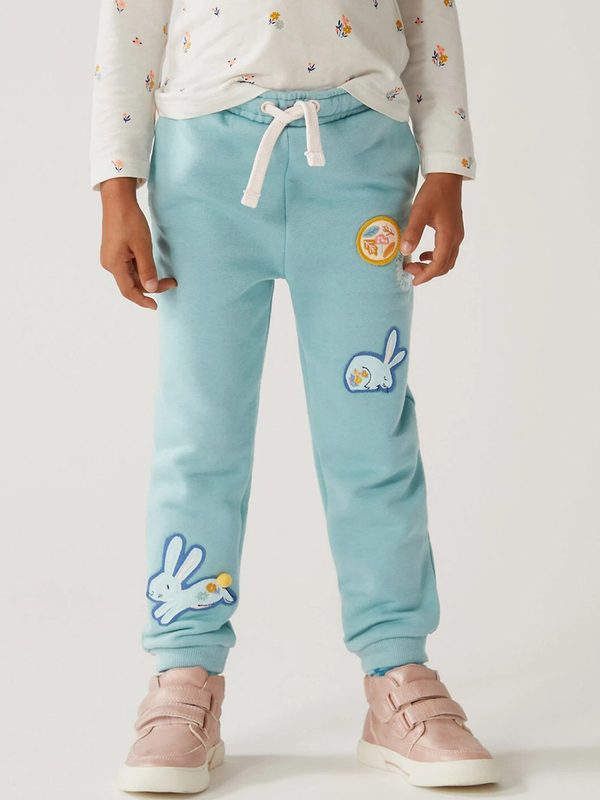 Marks & Spencer Girls Bunny Printed Cotton Joggers