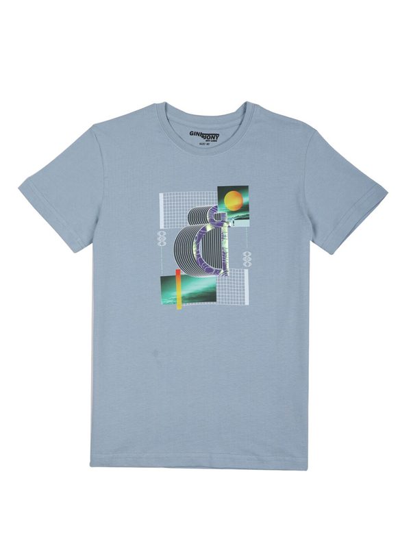 Gini and Jony Boys Printed Round Neck Cotton T-shirt