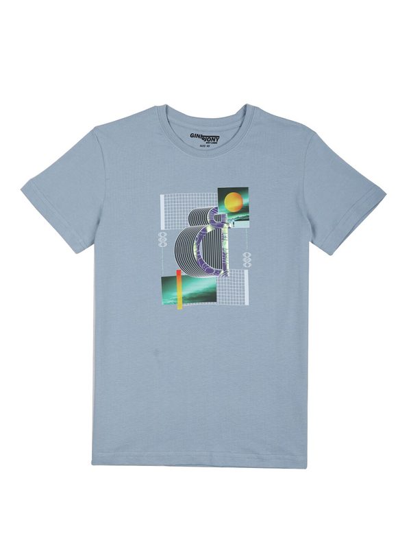 Gini and Jony Boys Printed Round Neck Cotton T-shirt