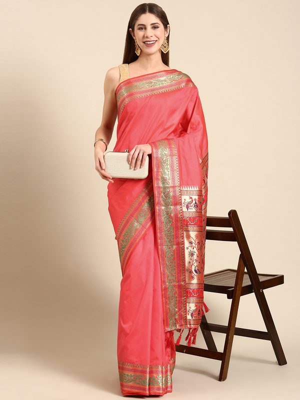Anouk Ethnic Motifs Zari Silk Blend Saree