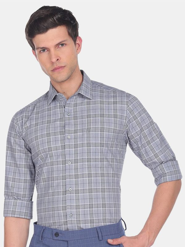 Arrow Men Slim Fit Tartan Checks Casual Pure Cotton Shirt