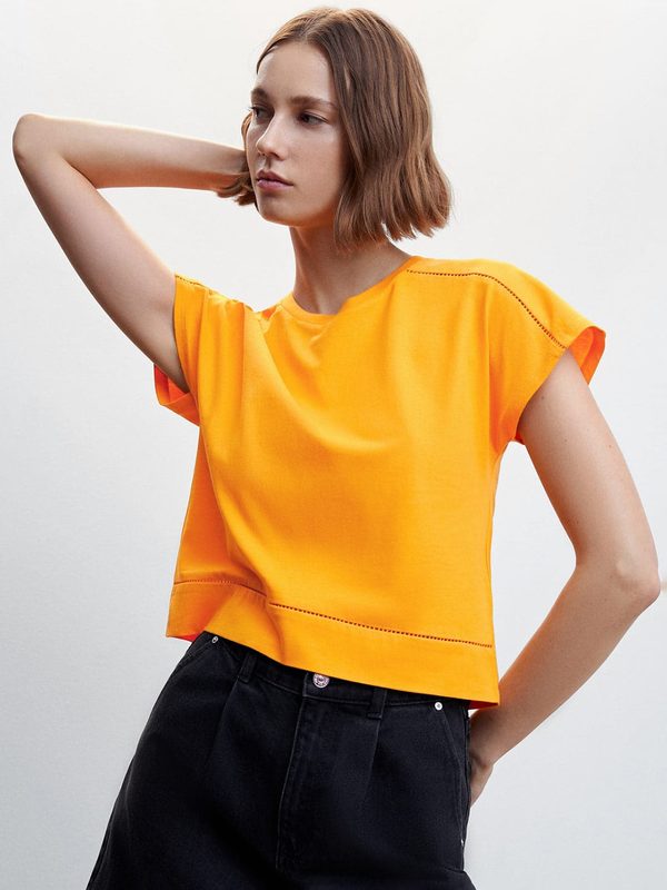 MANGO Pure Cotton Extended Sleeve Sustainable T-shirt