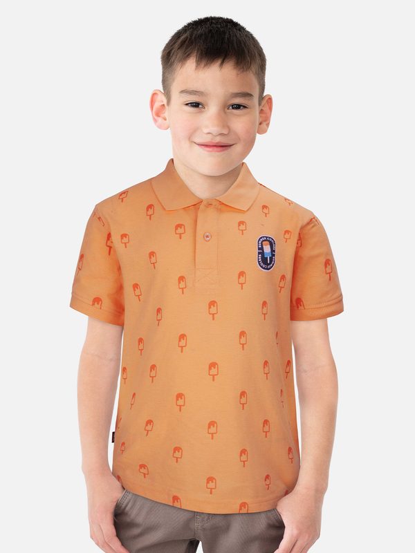 Gini and Jony Boys Conversational Printed Polo Collar Cotton T-shirt