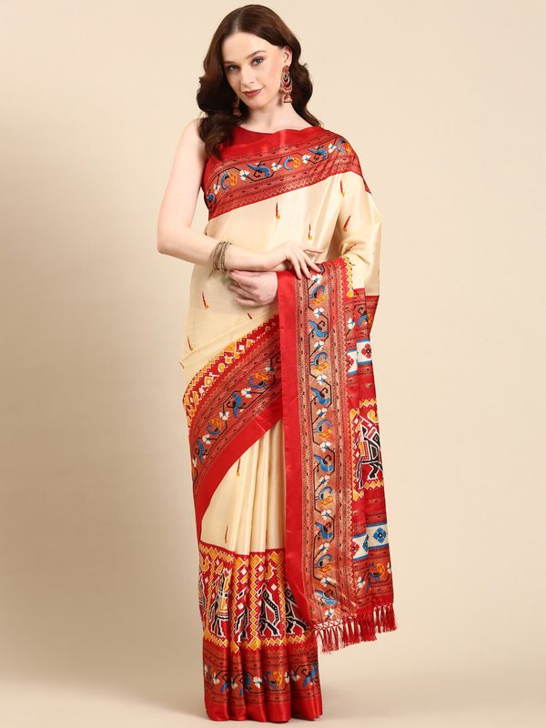 Anouk Ethnic Motifs Printed Zari Patola Saree