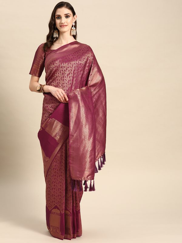 Vardha Paisley Zari Silk Blend Kanjeevaram Saree