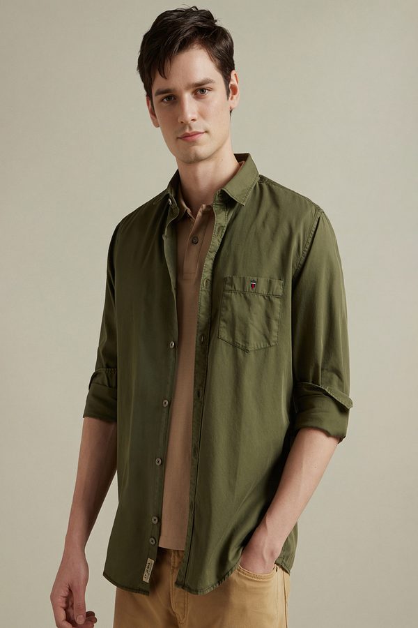 Men Slim Fit Over Dyed Soft Handfeel Full Sleeve Casual Shirt