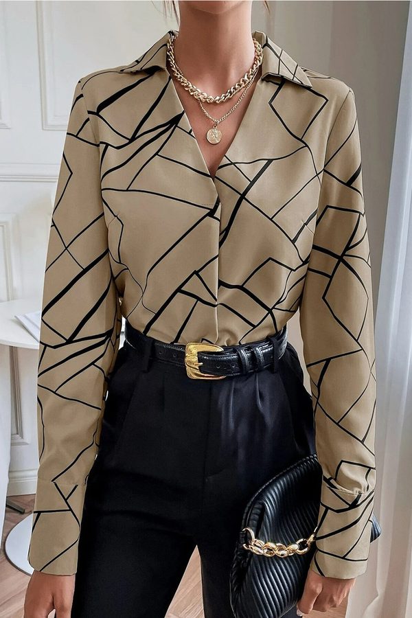 Stylecast X Slyck Geometric Printed Shirt Style Top