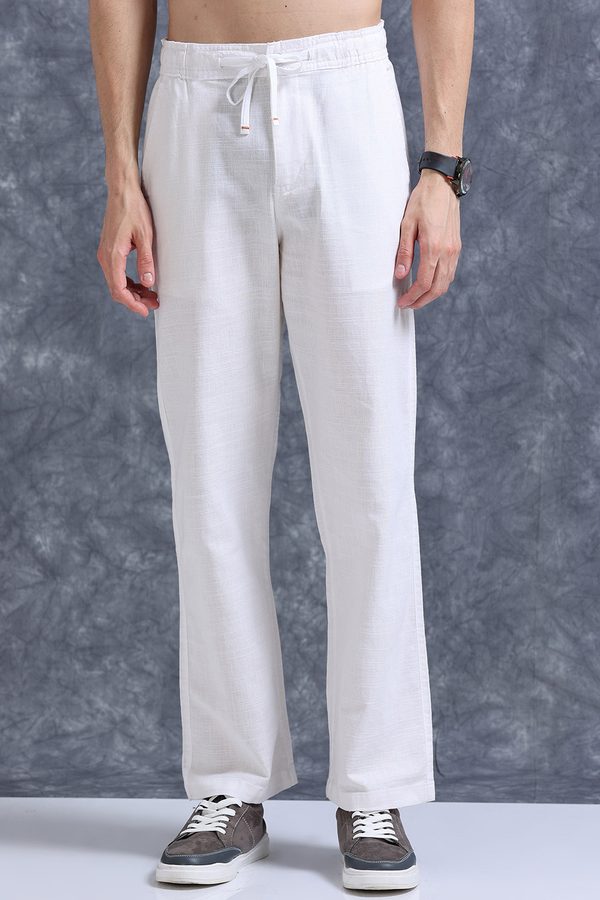 The Roadster Lifestyle Co Linen Relaxed-Fit Regular Trousers