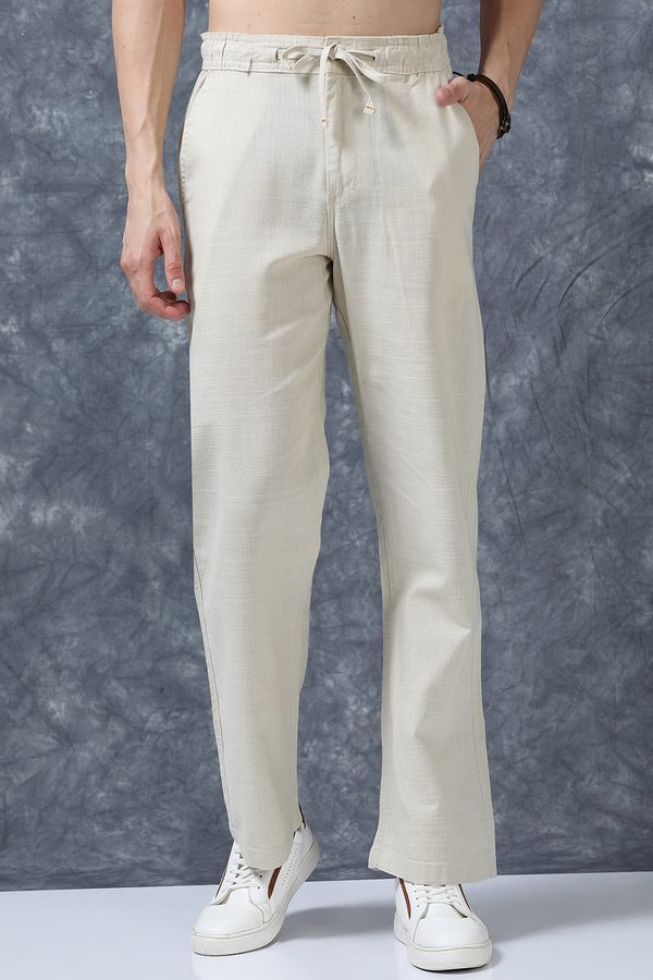 The Roadster Lifestyle Co Linen Relaxed-Fit Regular Trousers