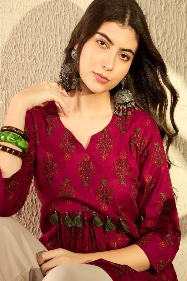 KALINI Print Ethnic Longline Top