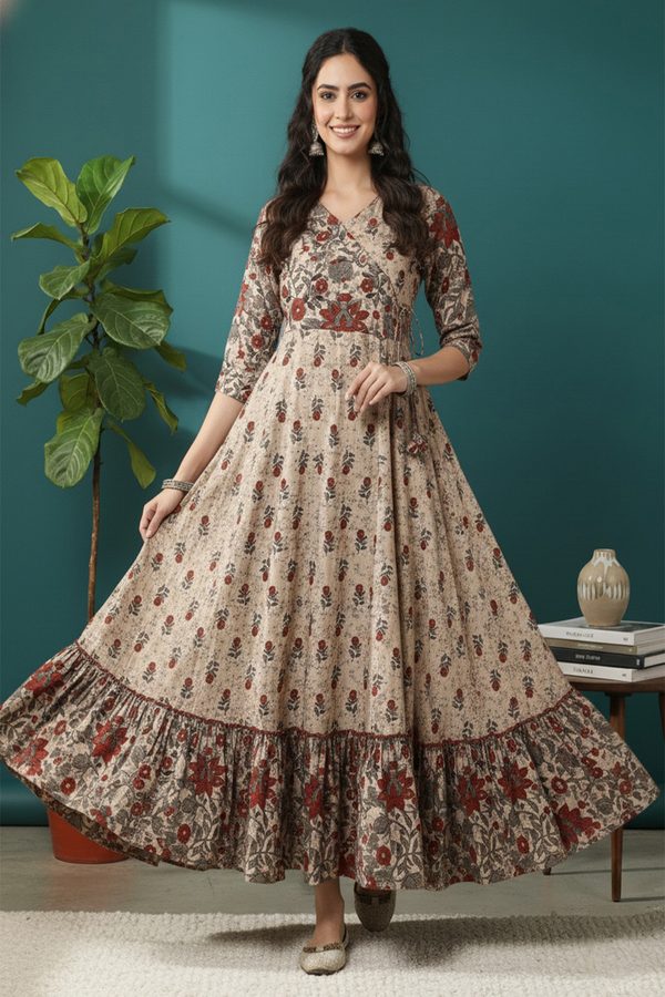 Sa Rasa Floral Printed Angrakha Anarkali Kurta