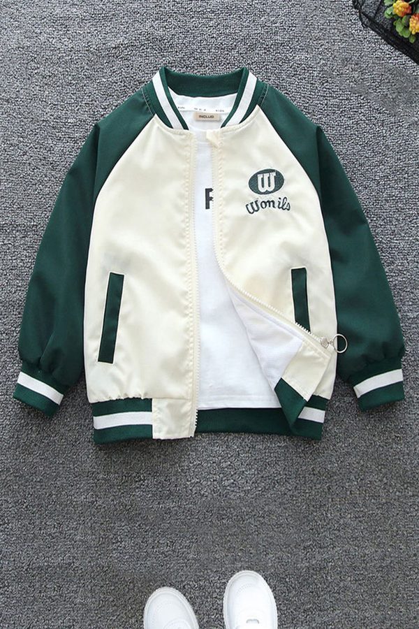 INCLUD Boys Printed Mandarin Collar Open Front Jacket