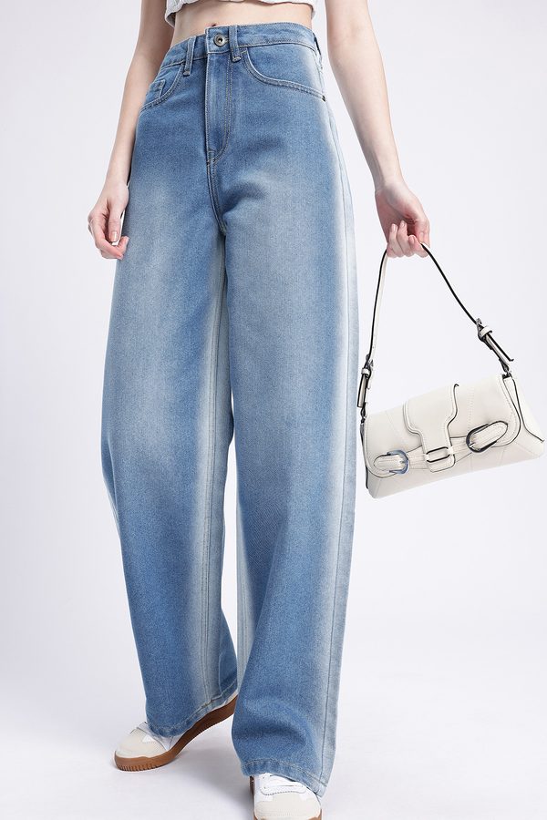 glitchez Women 90's Baggy Fit High-Rise Faded Jeans