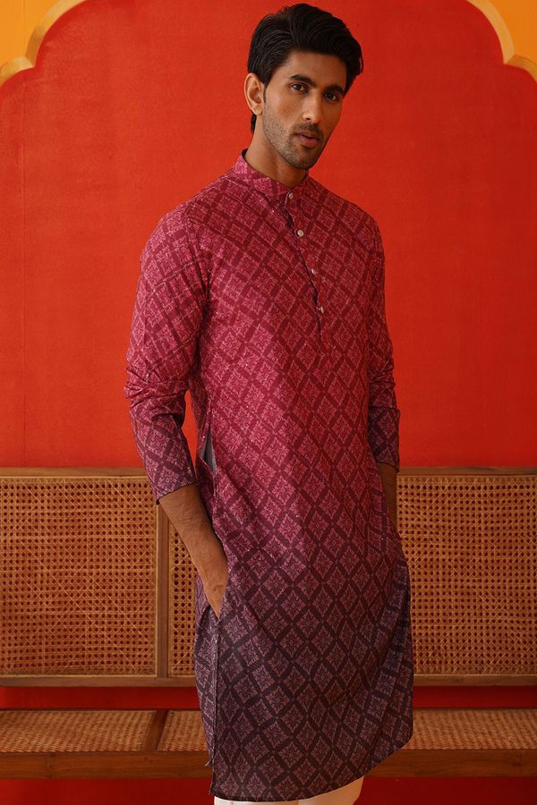Jompers Men Floral Printed Sequinned Floral Kurta