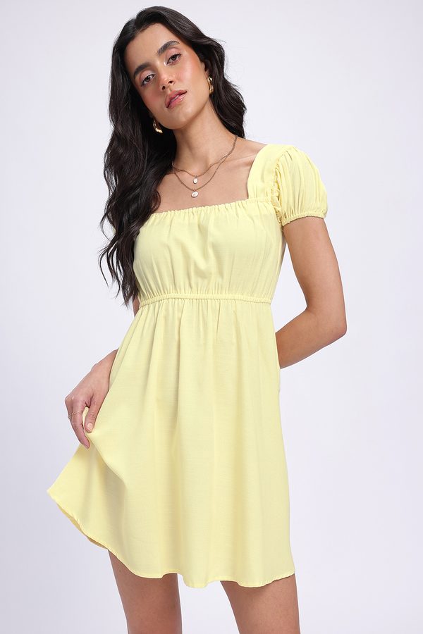 glitchez Square Neck Fit & Flare Mini Dress
