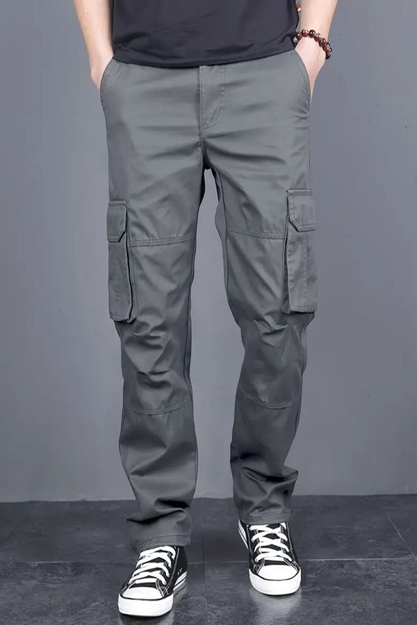 FABRIPPLE Men Cotton Classic Mid-Rise Loose Fit Cargos Trousers