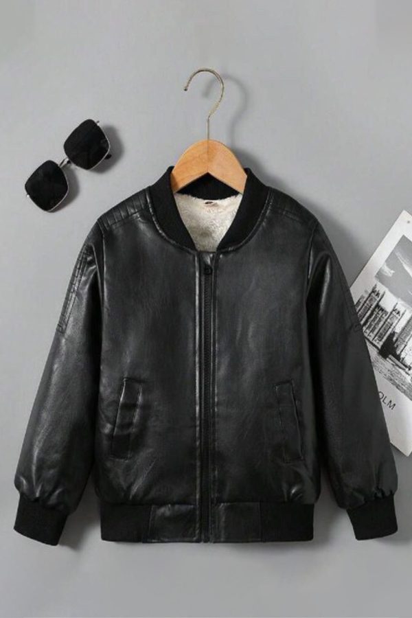 Tricycle Clothing Boys Lightweight Leather Jacket with Patchwork