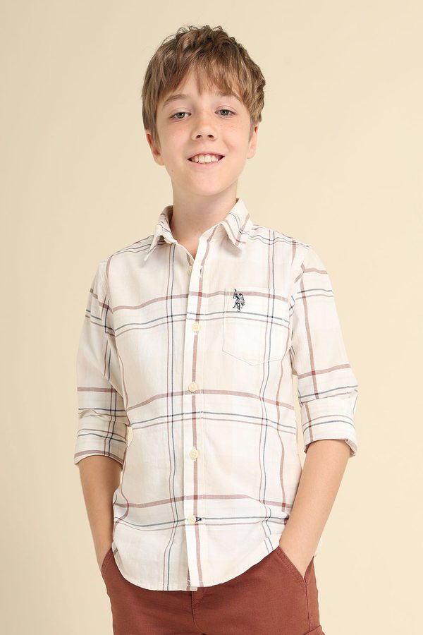 U.S. Polo Assn. Kids Boys Classic Regular Fit Spread Collar Checked Cotton Casual Shirt