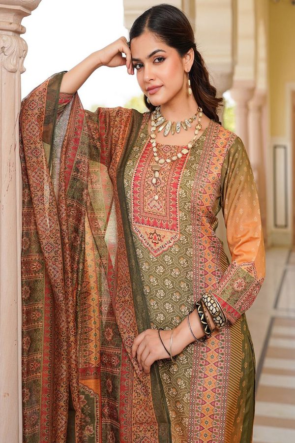 KALINI Women Ethnic Motifs Printed Regular Kurta with Trousers & With Dupatta