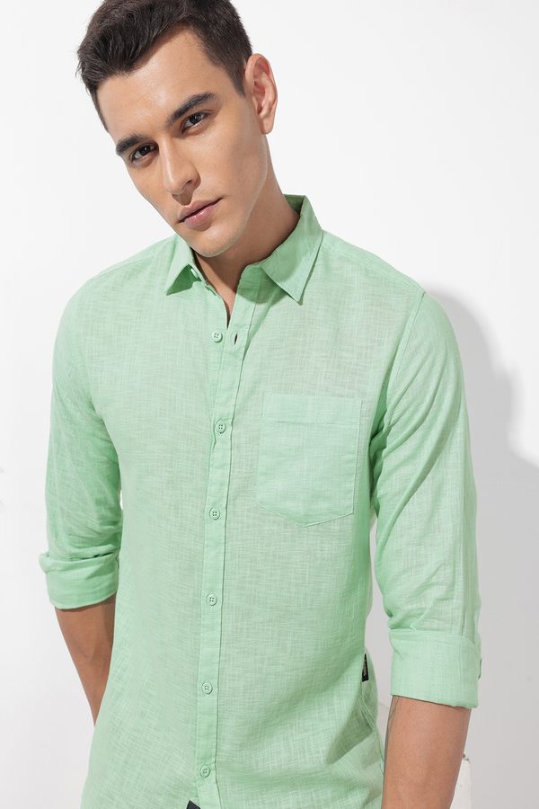 The Roadster Lifestyle Co. Solid Cotton Linen Regular Fit Shirt